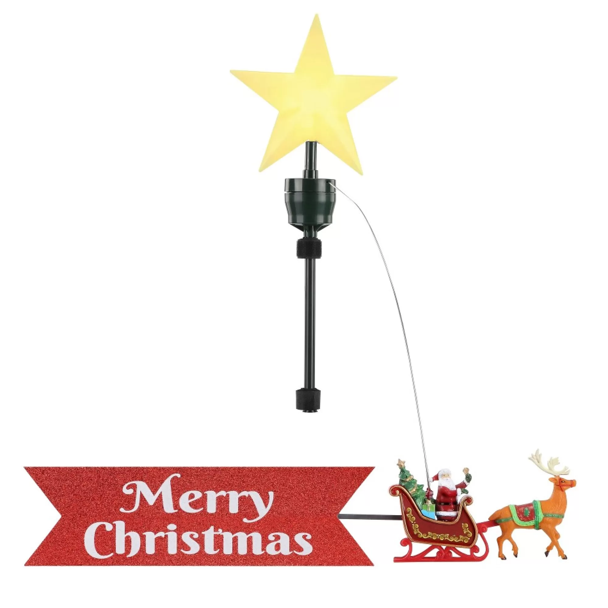 Mr. Christmas Santa Claus- Santa's Sleigh Animated Tree Topper