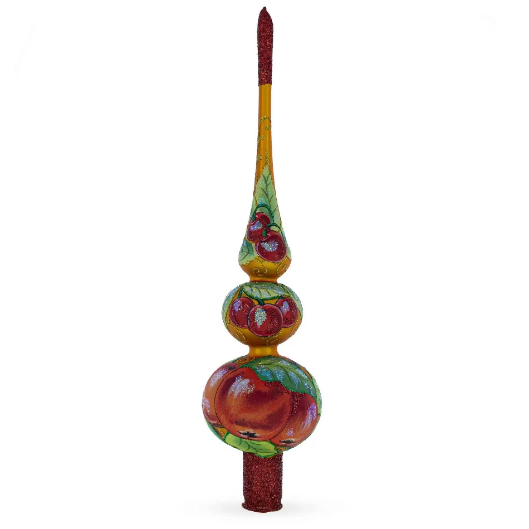 BESTPYSANKY Snowflake-Peaches Glass Christmas Tree Topper 12.5 Inches