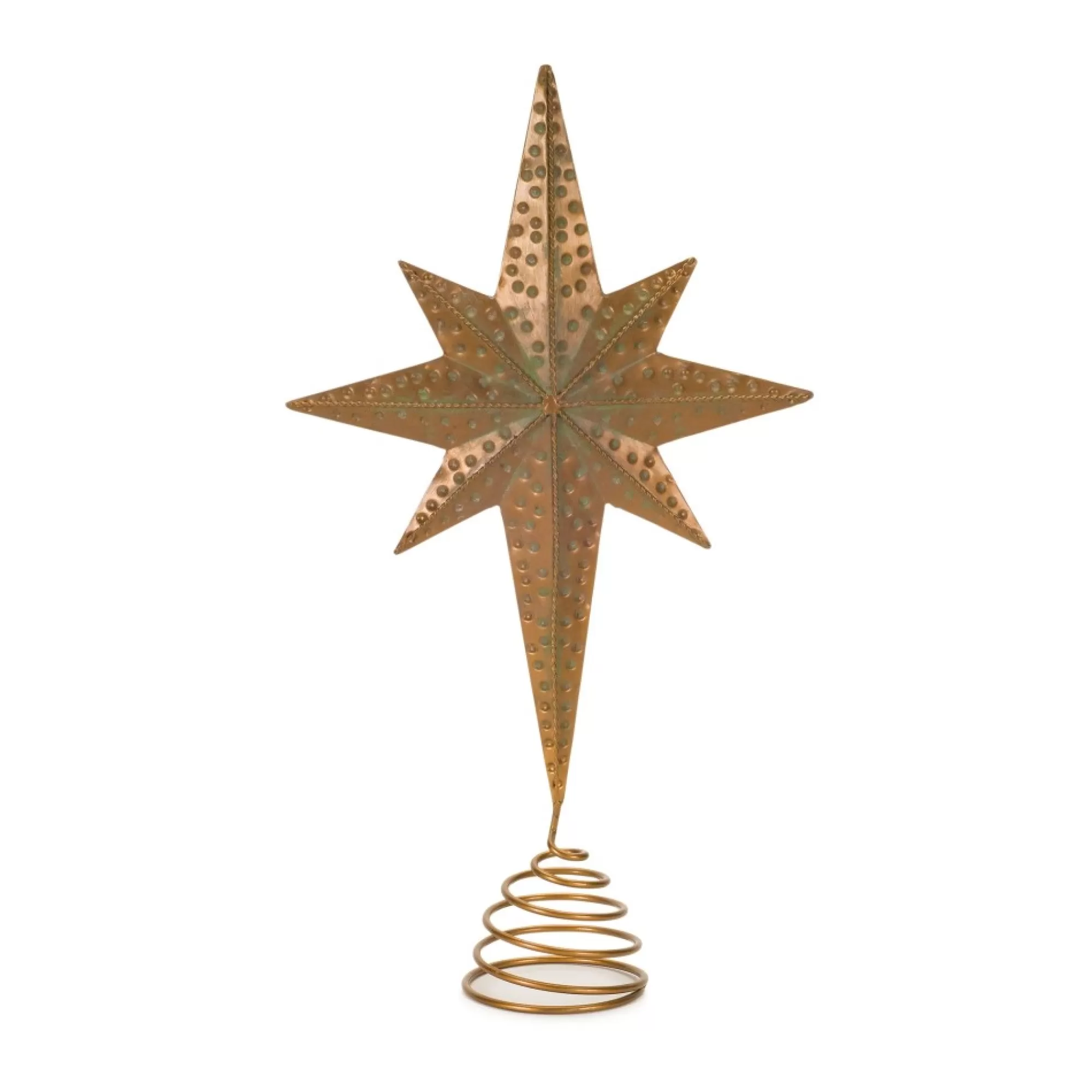 Contemporary Home Living Stars-Set Of 2 Bronze Metal Star Tree Topper 13"