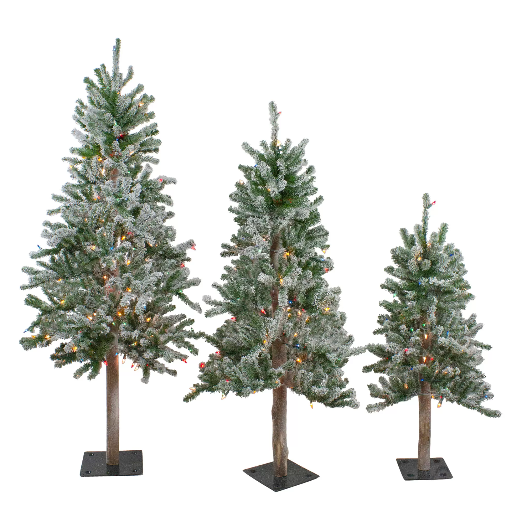 Northlight Set Of 3 Flocked Alpine Artificial Christmas Trees - Unlit< Alpine