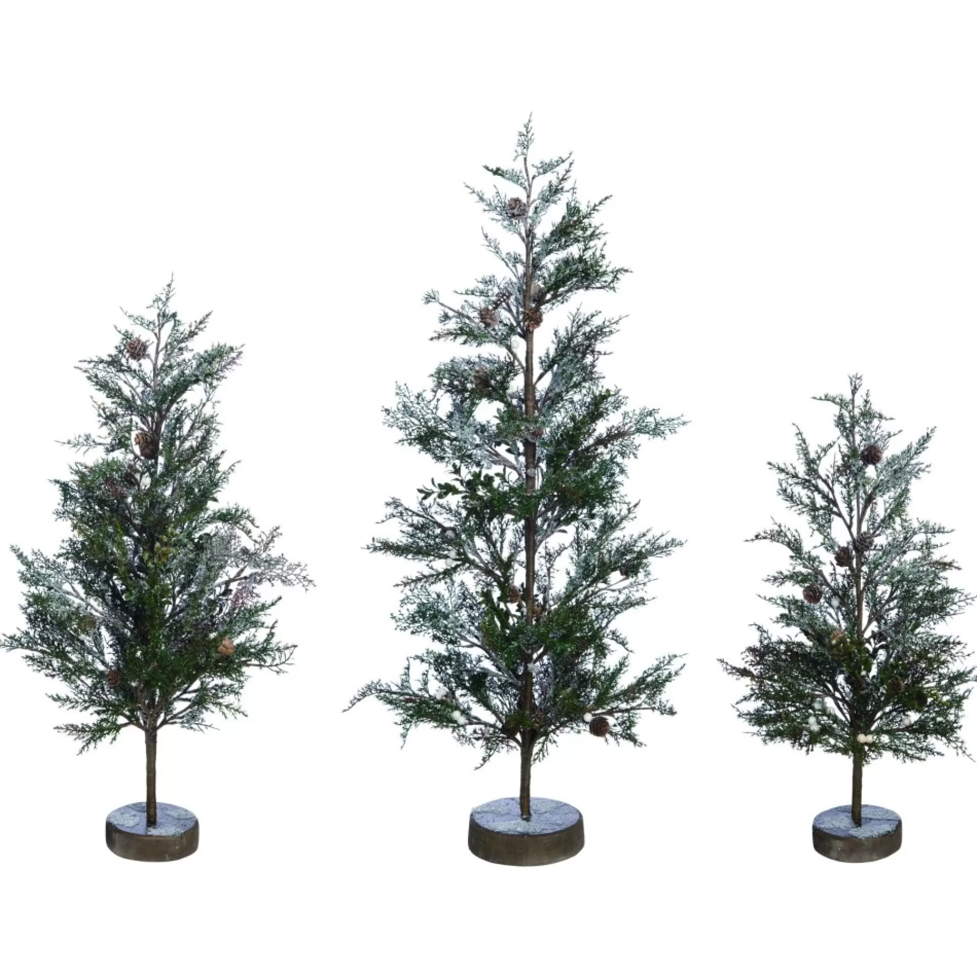 Contemporary Home Living Unlit-Set Of 3 Medium Artificial Christmas Tree, Unlit, 3"